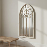 Vintage Arch Mirror Decorative Frame Wooden Full Length Mirror Easy to Install Home Decor for Fashion Boutiques, Entryway, Dressing Room
