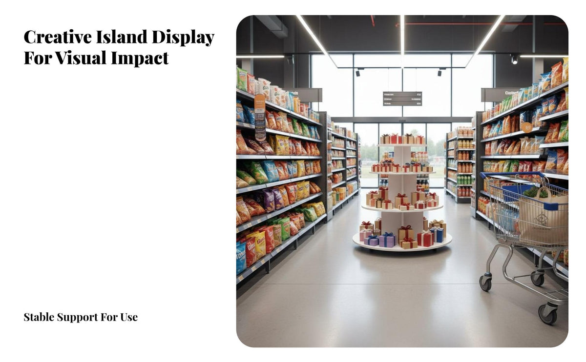 Versatile Use Retail Island Display Organized Presentation Merchandise Display Stand Easy Assembly Tiered Product Shelf Sturdy Structure for Merchandisers, Small Business Owners, Gift Shop, Convenience Retail S, Temporary Shops, Farmers Markets