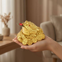 Wealth Three-Legged Toad with Coin Traditional Three-Legged Toad Ornament Miniature Figurine Compact for Display Cabinet, Shop Counter