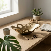Sculptural Bowl Irregular Bowl with Cutouts Lustrous for Entryway