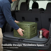 Foldable Storage Crate Secure Latching Collapsible Storage Bin with Doors