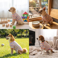 Dog Vest Tank Top, Soft Sleeveless Rainbow Pattern, Casual Clothing for Small Breeds, Breathable Spring and Autumn Dog Clothes, Pink