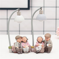 Resin Figurine Night Light - Elderly Couple Scenes - Home Decor