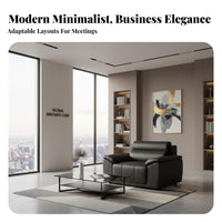 Comfortable Seating Modern Office Sofa Set Long-Lasting Construction Modern Leather Sofa Set Easy to Clean Office Lounge Furniture Wear Resistant for Corporate Buyers, Interior Designers, Clients, Waiting Room, Lobby