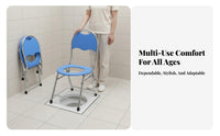 Folding Bedside Commode Portable Foldable Toilet Stool Stable Support for Travel