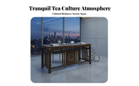 Traditional Design Chinese Design Tea Table Set Water Drainage System Solid Wood Tea Table and Chairs Stable Structure Wooden Dining Set Long-Lasting for Business Professionals, Homeowners, Collectors, Office, Living Room, Reception Area