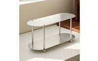 Oval Storage Rack Brushed Metal Countertop Display Shelf Industrial Style