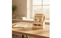 Desktop Wooden Block Calendar Rustic Perpetual Calendar Aesthetic Decor Cute for Entryway