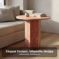 Round Side Table Rustic Minimalism Design Round Pedestal Stand Light Luxury Aesthetic Home Furniture for Homeowners, Adults, Living Room, Small Areas