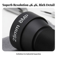 25mm 12mm Mount Lens Low Distortion 8MP 4K Industrial Camera Lens