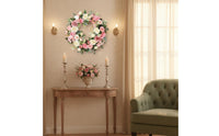 Pink Blossom Wreath Seasonal Decor Blossom Wreath Silk Flowers for Porch, Wall