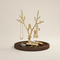 Golden Deer Key Holder Light Luxury Design Branch Rack Storage Tray for Bedroom