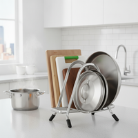 Extra Thick Stainless Steel Pot Lid and Cutting Board Holder for Kitchen Countertop