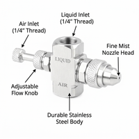 Install Fine Stainless Steel Spray Head, Adjustable Stainless Steel Misting Nozzle, Stainless Steel  - Image 10