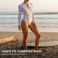 Long Sleeve Swimsuit Form-Fitting Fit women's Wave Ing Suit Sun Protection Bathing Suit Quick-Dry Material Zip Front Wave Suit
