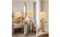 Gold Rose Table Lamp Elegant Flower Table Lamp Decorative Bedside Light Warm Glow for Bedroom, Nightstand, Reading Corner