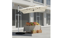 Protection Cantilever Umbrella with Lights Adjustable Tilt Solar Lighted Outdoor Umbrella Waterproof Heavy Duty Garden Sunshade 360° Rotation for Restaurant Owners, Market Stall, Backyard, Poolside, Deck