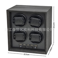 4-Slot Ebony Wood Grain Automatic Watch Winder Box with Digital Display
