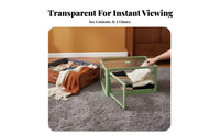 Collapsible Storage Box with Doors Foldable Stackable Box with Doors for Renters