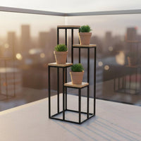 Minimalist Design Wrought Iron Flower Pot Rack Strong Bearing Capacity Multi Tier Plant Stand Anti-Slip Feet Wrought Iron Display Rack Rustproof for Patio