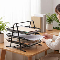 Desk Organizer with Pull-out Trays Freestanding Paper Tray Space-Saving