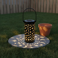 Star Moon Projection Lamp Automatic On/deactivated Hollow Metal Garden Light