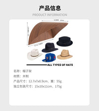Wooden Cowboy Hat Wall Mounted Storage Rack, No Drilling Needed