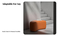 Curved Entryway Bench Wabi-Sabi Design Curved Waterfall Bench Sherpa Textile