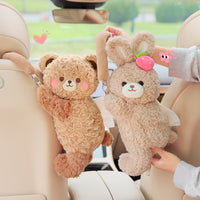 Car Tissue Hanging Bag Creative Pet Car Hanging Tissue Box Cartoon Plush Bear Car Seat Back Tissue Box