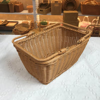 Woven Rattan-Style Handled Basket for Outdoor Storage, Fruit, Vegetables, Picnic, and Shopping