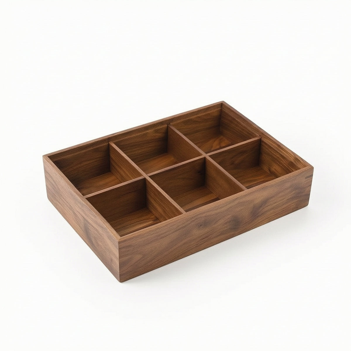 Wooden Storage Divider Box Sturdy Multi-Compartment Wooden Tray Sleek