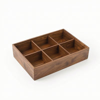 Wooden Storage Divider Box Sturdy Multi-Compartment Wooden Tray Sleek