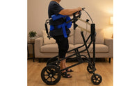 Wheeled Gait Training Machine with Seat Padded Standing Assistance Device with Wheels Adjustable Rehabilitation Equipment Heavy-Duty for Stroke Survivors, Elderly