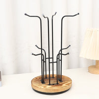 Wooden Rotating Coffee Cup Holder Rack for Living Room and Bar