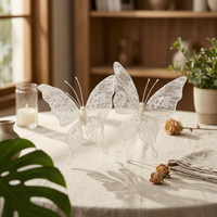 Lace Butterfly Ornament Wedding Transparent Butterfly Prop Decorative for Hotel