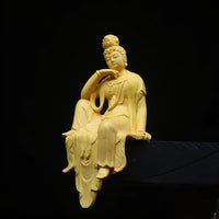 Boxwood Carving of Guanyin Bodhisattva for Home Decor