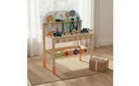 Wooden Repair Bench Storage Shelf Wooden Tool Bench Easy to Assemble Kids Workbench for Playroom