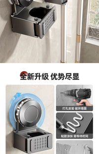 Suction Cup Mop Holder Waterproof Suction Broom Organizer Heavy Duty Utility Hanger for Washroom, Garage