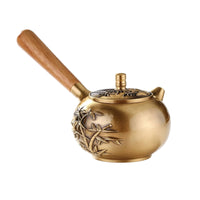 Teapot with Lid Brass-Colored Decorative Teapot Compact for Tabletop Display