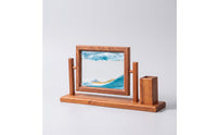 Sand Art Frame with Pen Holder Rectangular Rotating Sand Art Frame Relieving Desk Organizer for Professionals, Students, Office
