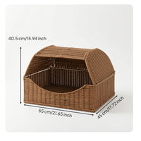 Wicker Pet House Indoor Wicker Pet Bed Cozy for Living Room, Bedroom, Small Dogs