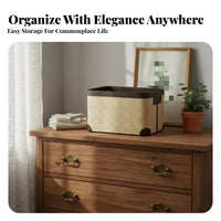 Toile style Jouy Print Container Waterresistant Lining Laundry Hamper for Living Room