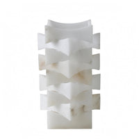 Decorative Stone Vase Beige Veining Geometric Vase Flat Base for Tabletop Display