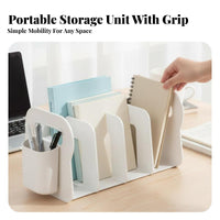 Partitioned Book Rack with Pen Holder Multifunctional for Distant Workers