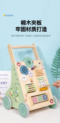 木质儿童防侧翻走路手推助步车婴儿早教多功能敲琴齿轮学步车玩具