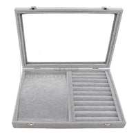 Medium/Large Jewelry Box with Lid, Ice Flower Velvet, for Necklaces, Rings, Earrings, Bracelets, Storage and Display