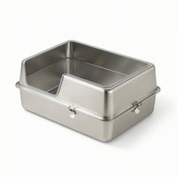Stainless Steel Cat Litter Box High-Sided Pet Supply Non-Porous for Home
