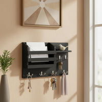 Key and Mail Holder Space Saving Wall Shelf with Hooks Easy to Install