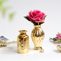 Gold European Embossed Ceramic Small Vase for Tabletop