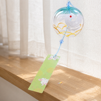 Japanese Style Glass Wind Chime with Rabbit Design, Creative Gift for Home Decor